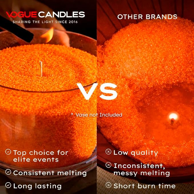 Vogue Candles Orange Pearled Candle Sand Wax (5 LB) – Mother’s Day Candle Kit with 50 Cotton Wicks for DIY Home Lighting – Plant-Based & Reusable Wax Granules Refill for Clean Burning & Custom Vessels