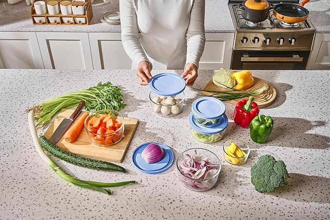 DURA LIVING 16-Piece Glass Food Storage Containers Set (8 Containers + 8 BPA-Free Lids) | 1-Cup, Leakproof | Microwave, Freezer, Oven & Dishwasher Safe | Ideal for Meal Prep & Pantry Organization