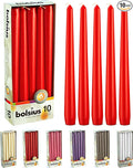 BOLSIUS 10 Count Unscented 10 Inch Red Household Taper Candles - 8 Hours Burn Time - Premium European Quality - Smokeless Dripless Taper Candlestick - Great for Special Occasion, Church, and Everyday
