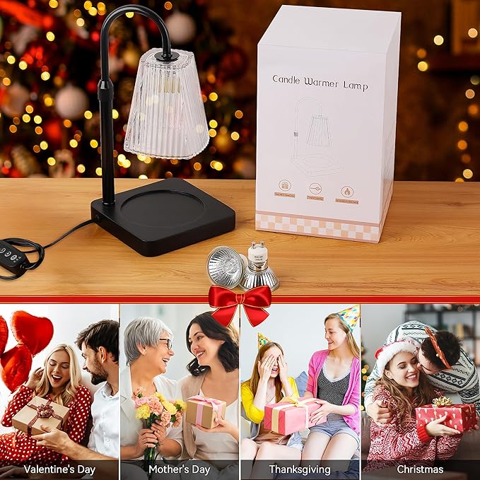 JEKEMORYE Candle Warmer Lamp with Timer - Electric Melter Candles Lamp Dimmable Heater