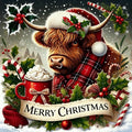 VIGEGU Christmas Diamond Art Kits for Adults,Winter Highland Cow Christmas Diamond Painting Kits for Beginners 5D Diamond Art,DIY Full Drill Round Gem Art Paintings for Home Wall Decor 13.7x13.7 in