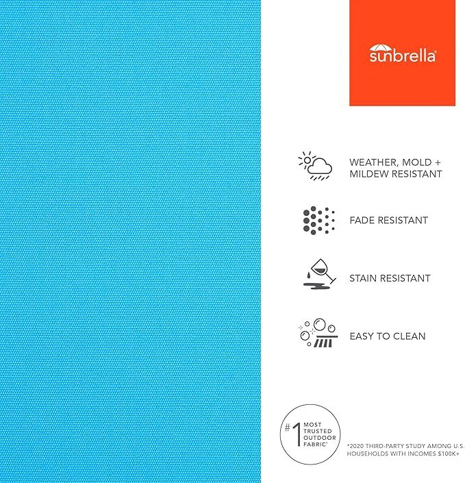 Sunbrella Outdoor Fabric by The Yard | Canvas Cyan | Official Sunbrella Seller | Indoor or Outdoor Upholstery Fabric for Chairs, Cushions, Drapery, Pillows, Furniture