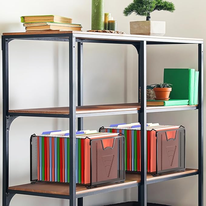 Simple Houseware Mesh Hanging File Folder Organizer 15.25" D x 12.75" W , 2 Packs, Black