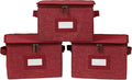 Covermates Keepsakes Zip-Top Storage Box Set, 3 Pack Heavy Duty Polyester Organizer Bins, Stackable Design, ID Window, Reinforced Handles, Closet Home Storage, Red Heather