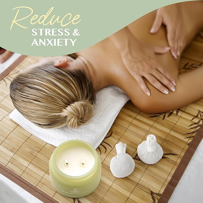 Calming | 2-Wick Scented Candles for Home | Eucalyptus, Lavender, & Camomile | Natural Non Toxic Soy Candles with Essential Oils | 50 H Long Burning | Aromatherapy Candle Jar with Lid - 9.5oz