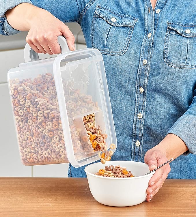Buddeez Cereal Containers Storage - Airtight Food Storage Containers with Lids - BPA Free Plastic Food Dispenser 21 Cup White