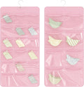 Hanging Closet Underwear Organizer, 28-Pockets Dual-Sided Storage for Socks, Bras, and Leggings Lingerie and Kids’ Clothing, Pink