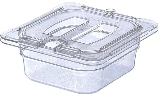 Carlisle FoodService Products Storplus 1/4 Size Notched Universal Food Pan Lid with Molded Handle for Catering, Buffets, and Restaurants, Polycarbonate, Clear, (Pack of 6)