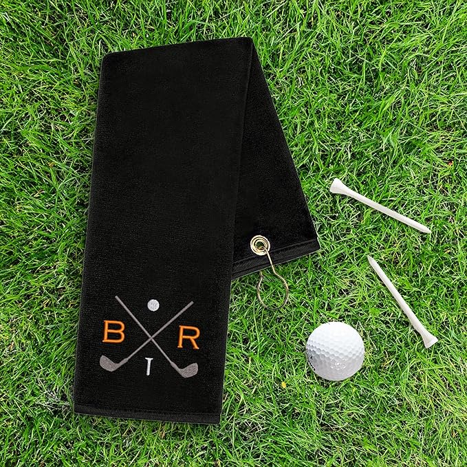 Lifetime Creations Personalized Golf Towel for Golf Bags - Custom Embroidered in USA with Initials, Dual-Sided for Scrubbing, Gifts for Golfers, Golf Accessories for Men or Women, Groomsmen, Dad
