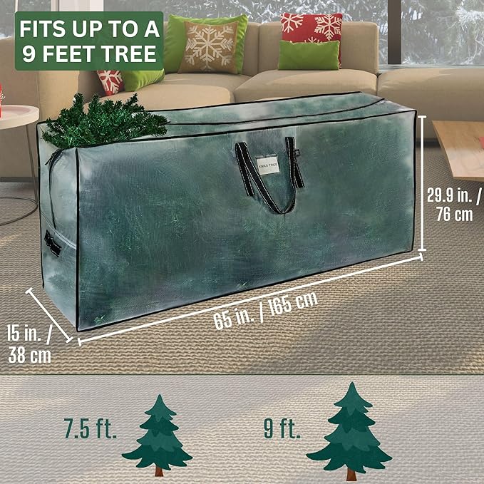 VENO 2 Pack Clear Christmas Tree Storage Bag - Fits 9 Ft Artificial Trees, Heavy Duty Large Bags with Zipper, Durable Handles, and Labeling Card Slot, Alternative to Storage Boxes with Lids (2 Pack)