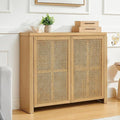 Amposei Mid Century Modern Rattan Sideboard 39.4’’ Small Coffee Bar Console Buffet Cabinet Table for Living Dining Room Entryway Hallway, Natural