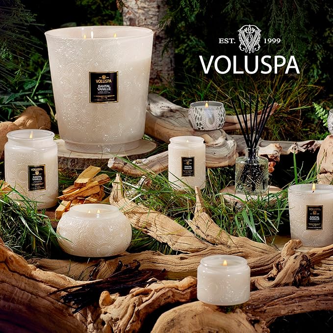 Voluspa Santal Vanille Candle, 18 oz, Coconut Wax Blend, Scented Candles for Home, 100 Hour Burn Time, Candle Jars