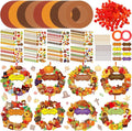 Hollowfly 48 Sets Wreath Craft Kits DIY Wreath Hanging Ornaments Make Your Own Paper Craft with Stickers for Home Party Favors Activities(Christian Thanksgiving)
