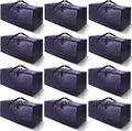 VELVETSURE 12 Pack Heavy Duty Extra Large Moving Bags W/Backpack Straps - Strong Handles & Zippers, Storage Totes For Space Saving, Fold Flat, Alternative to Moving Box and Storage Bin, Blue