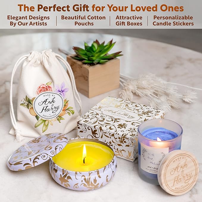 ASH & HARRY Premium Soy Candle Making Kit for Adults, Complete Gift Set with 10 Premium Tins & Jars, DIY Starter Candle Making Supplies, Perfect Home Decorations Holiday Gift Which Makes 10 Candles