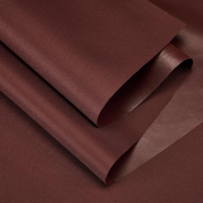 Waterproof Canvas Fabric by The Yard 60" W 600 Denier PVC Backing Water Repellent Polyester Upholster Fabric Material for Indoor Outdoor Marine Awning Tent Craft DIY(1 Yard, Red Coffee)