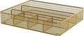 Martha Stewart Ryder Gold Mesh Metal 6 Compartment Large Desk Drawer Organizer for Accessories and Office Supplies