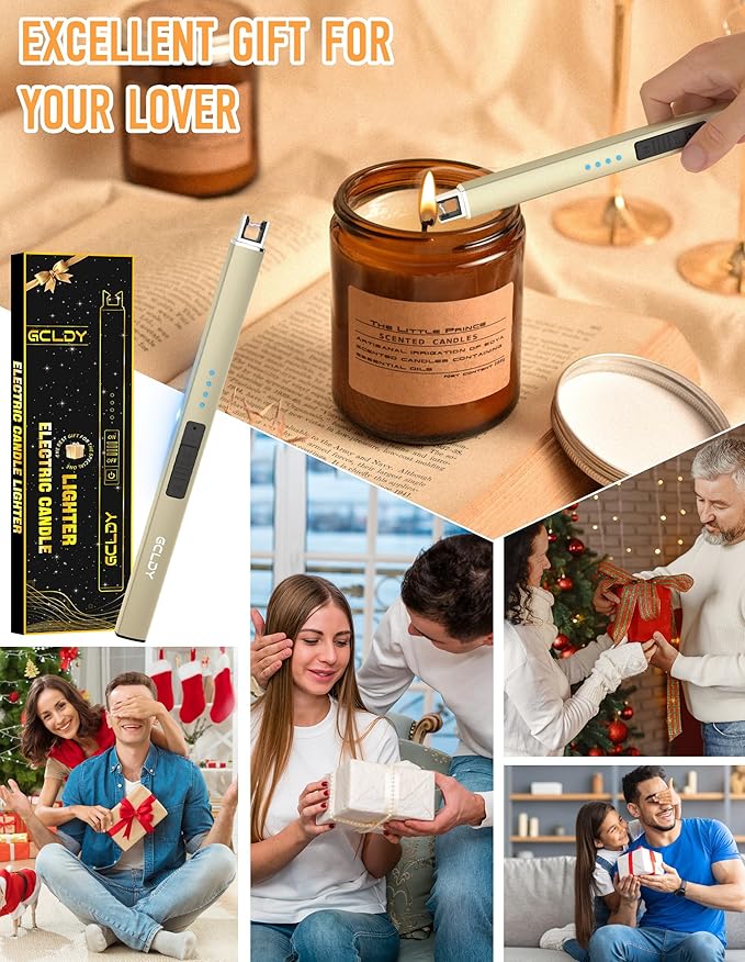 Electric Candle Lighter, Gifts for Her/Him, USB Arc Rechargeable Windproof Long Lighter for Candle, Best Stocking Stuffers 2025, Birthday Gift for Women Men Mom Wife Sister,Gift for Sister