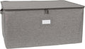 Covermates Keepsakes Zip-Top Storage Box Set, 3 Pack Heavy Duty Polyester Organizer Bins, Stackable Design, ID Window, Reinforced Handles, Closet Home Storage, Grey Heather