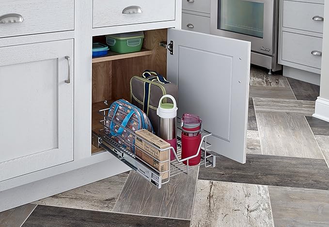 ClosetMaid 32101 Premium 11.5-Inch Wide Kitchen Single Tier Cabinet Pull Out Basket, Platinum