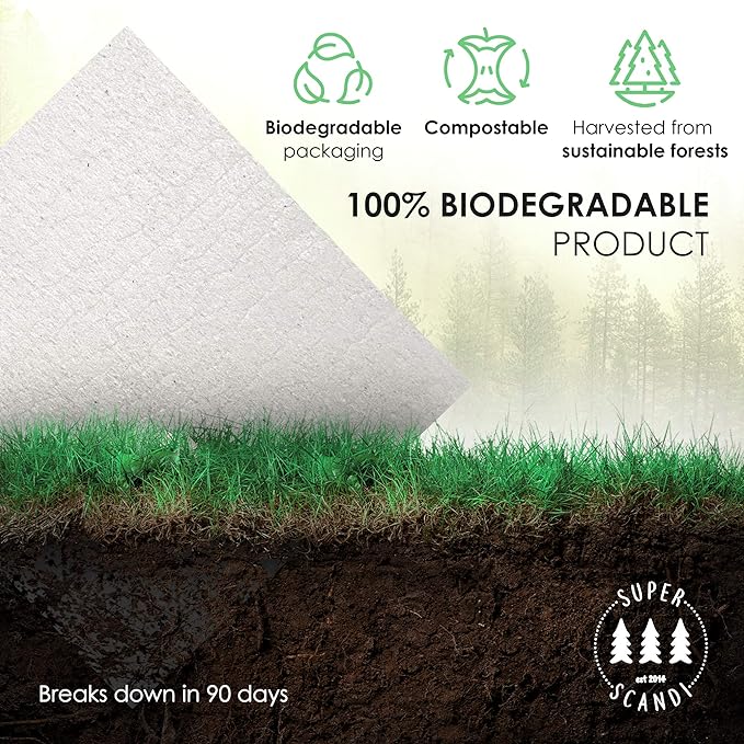 SUPERSCANDI 5 Pack Swedish Dishcloths for Kitchen - 100% Biodegradable & Compostable Reusable Paper Towels Washable, Food-Safe & Without Plastic - Dish Rags for Any Surface, Line Knitting Black