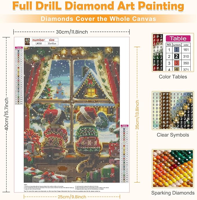 MOGTAA Christmas Cat Diamond Art Kits for Adults, 5D Full Drill Winter Diamond Painting Kits for Adults Beginner, DIY Round Diamond Dots for Adults, Gem Art for Home Wall Decor 12 X 16 Inch