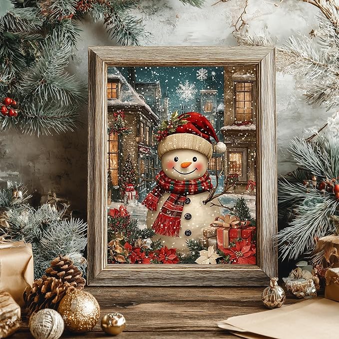 Reivworl Christmas Diamond Art Kits for Adults, Snowman Diamond Painting Kits, Gem Art Kit for Gifts and Home Interior Decor 12x16 Inch
