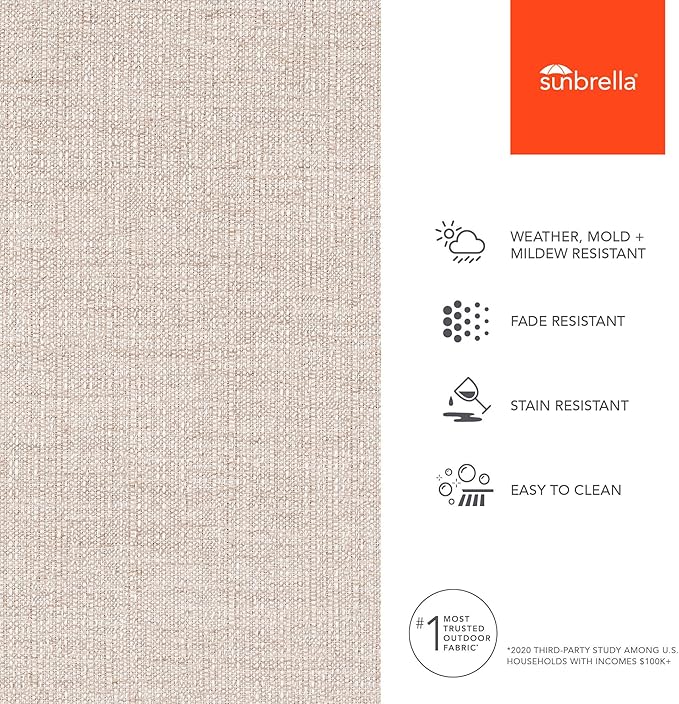 Sunbrella Outdoor Fabric by The Yard | Marvel Linen (Solid) | Official Sunbrella Seller | Indoor or Outdoor Upholstery Fabric for Chairs, Cushions, Drapery, Pillows, Furniture