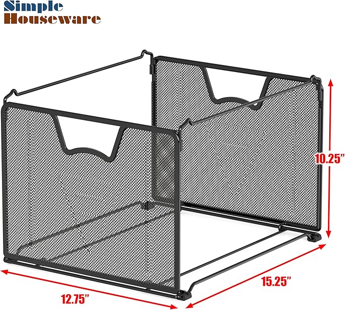 Simple Houseware Mesh Hanging File Folder Organizer 15.25" D x 12.75" W , 2 Packs, Black