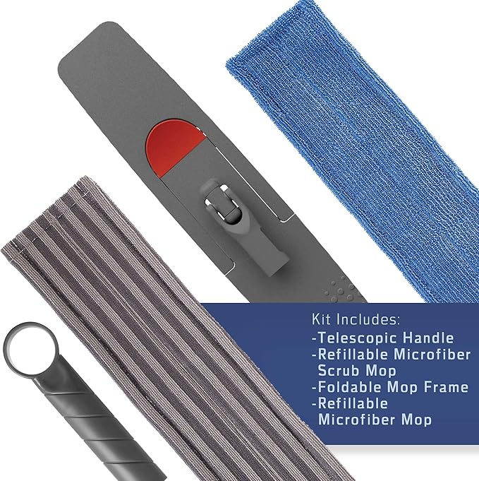 Floor Mop Microfiber Cleaning System - Washable Scrubbing and Reusable Microfiber for Hardwood, Laminate and Tile, Dust Mop, Soft Refills for Wood, Walls, Vinyl, Kitchen