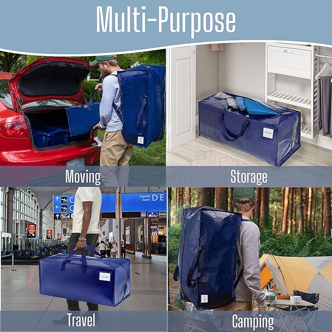 VENO 2 Pack Heavy Duty Moving Bags with Backpack Straps, Zippers & Handles, Extra Large Packing Bags for College Dorm Essentials, Moving Supplies Alternative to Cardboard Moving Boxes