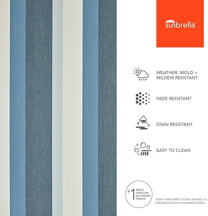 Sunbrella Outdoor Fabric by The Yard | Gateway Coast (Striped) | Official Sunbrella Seller | Indoor or Outdoor Upholstery Fabric for Chairs, Cushions, Drapery, Pillows, Furniture