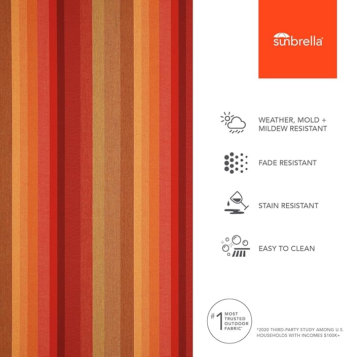 Sunbrella Outdoor Fabric by The Yard | Astoria Sunset (Striped) | Official Sunbrella Seller | Indoor or Outdoor Upholstery Fabric for Chairs, Cushions, Drapery, Pillows, Furniture