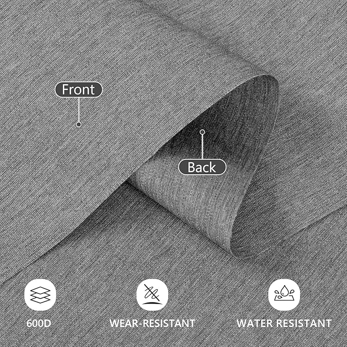 Waterproof Canvas Fabric by The Yard, 58inch 600D Upholstery Fabric Polyester Material Outdoor Water Resistant Material for Sewing Chair Patio Cushion Bag Sofa Seat Repair, 2 Yard Flaxen Grey