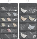 Hanging Closet Underwear Organizer, 28-Pockets Dual-Sided Storage for Socks, Bras, and Leggings Lingerie and Kids’ Clothing, Dark Gray