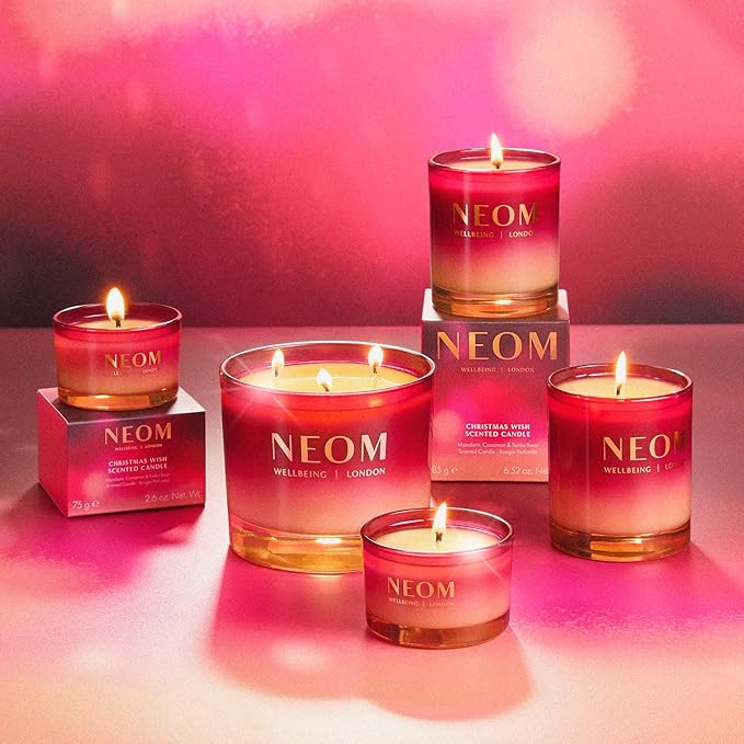NEOM Christmas Wish Candle, 3 Wick | Mandarin, Cinnamon & Tonka Bean I Made with 100% Naturally derived Wax I Designed to Help You Relax and Unwind I Expertly Blended I Hand Finished