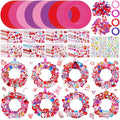 Hollowfly 48 Sets Valentine's Day Wreath Craft Kits DIY Heart Wreath Hanging Ornaments Valentines Make Your Own Paper Craft for Valentine's Day Home Party Activities