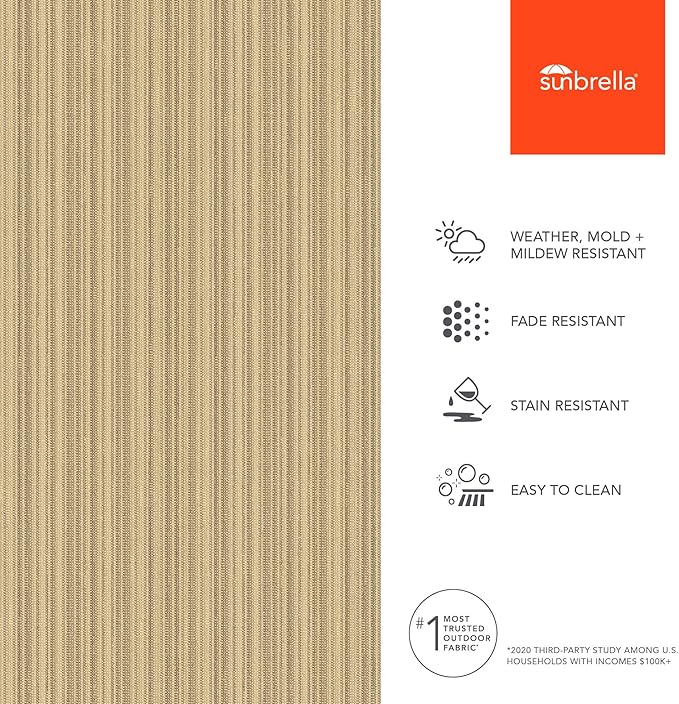 Sunbrella Outdoor Fabric by The Yard | Dupione Sand (Textured) | Official Sunbrella Seller | Indoor or Outdoor Upholstery Fabric for Chairs, Cushions, Drapery, Pillows, Furniture