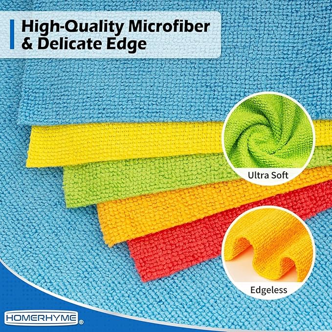 HOMERHYME Microfiber Cleaning Cloth, 200 Pack Cleaning Rags Microfiber Towel Bulk Absorbent Lint-Free Wash Cloths, All-Purpose Towels for Cars, Shop, Automotive, Garage, Home & Kitchen