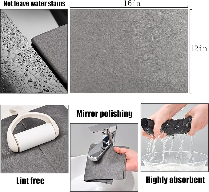 KTT Thickened Magic Cleaning Cloth,Reusable Microfiber Cleaning Cloth.Lint Free Cloth for Home,Window,Mirror Glass and Cars.(12" x 16",5 Pack)