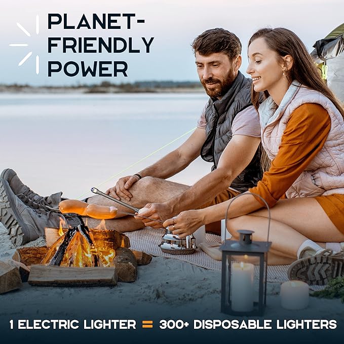 Power Practical Candle Lighter Sparkr USB Rechargeable Electric Lighter w/Plasma Technology & Extra Long Wand, Flameless Lighters for Candles, Camping, Cooking, Black