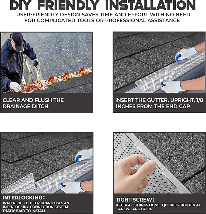 5" Gutter Guards Leaf Protection, Domestic Aluminum Gutter Covers 5 Inch (28 Feet, High-Gloss White)