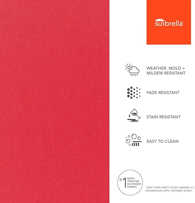 Sunbrella Outdoor Fabric by The Yard | Canvas Logo Red | Official Sunbrella Seller | Indoor or Outdoor Upholstery Fabric for Chairs, Cushions, Drapery, Pillows, Furniture