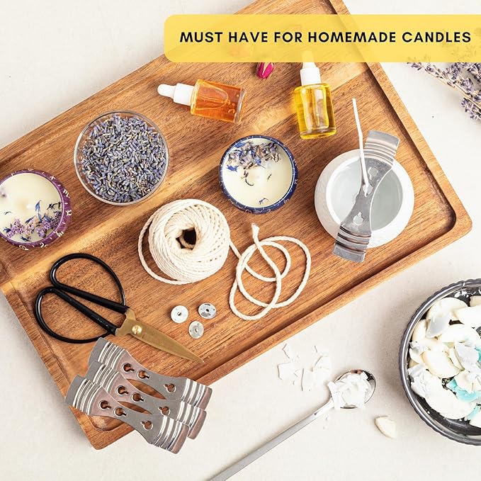 Candle Wick Stickers (100pcs) and Metal Candle Wick Centering Device (6pcs) Bundle - Kare & Kind® Retail Packaging(Wick Centering Device Plus Wick Sticker)