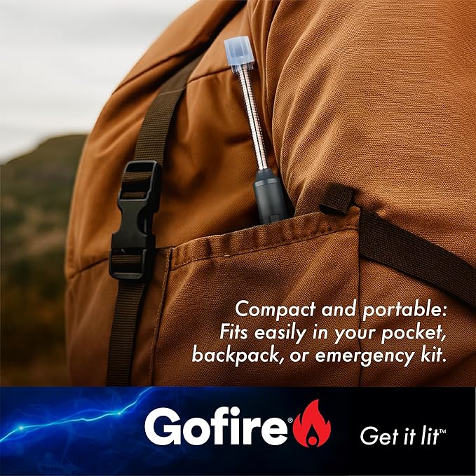 GoFire Rechargeable Electric Lighter - Windproof Flameless Arc, Flexible Neck, USB, Safety Switch