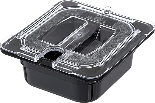 Carlisle FoodService Products Storplus 1/4 Size Notched Universal Food Pan Lid with Molded Handle for Catering, Buffets, and Restaurants, Polycarbonate, Clear, (Pack of 6)