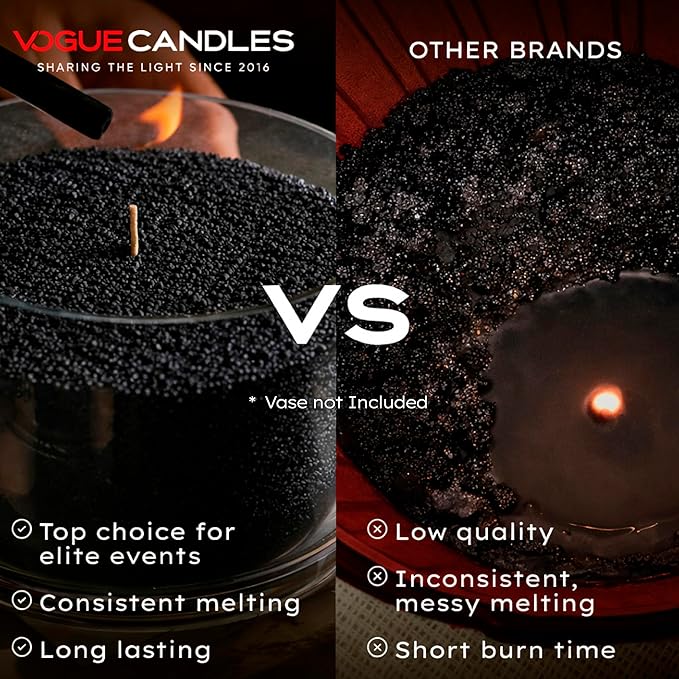 Vogue Candles Black Pearled Candle Sand Wax (5 LB) – Mother’s Day Candle Kit with 50 Cotton Wicks for DIY Home Lighting – Plant-Based & Reusable Wax Granules Refill for Clean Burning & Custom Vessels