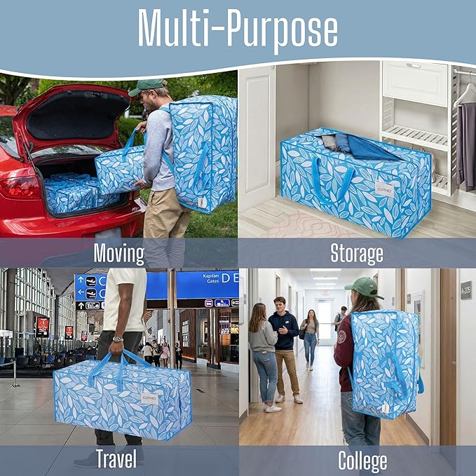 VENO 2 Pack Heavy Duty Moving Bags with Backpack Straps, Zippers & Handles, Extra Large Packing Bags for College Dorm Essentials, Moving Supplies Alternative to Cardboard Moving Boxes