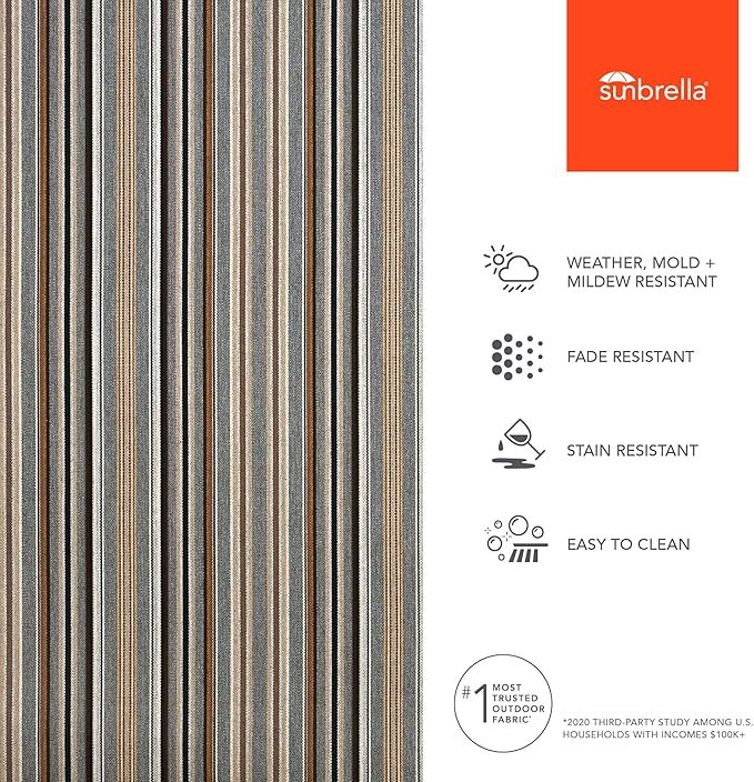 Sunbrella Outdoor Fabric by The Yard | Cultivate Stone (Striped) | Official Sunbrella Seller | Indoor or Outdoor Upholstery Fabric for Chairs, Cushions, Drapery, Pillows, Furniture