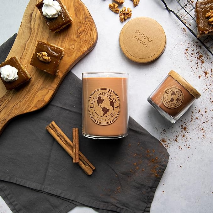 ECO CANDLE CO. Tea Light Candles, Pumpkin Pecan, 10-Pack - Scents of Pumpkin, Pecans, & Maple Syrup - Recyclable, 100% Soy Wax, No Lead, Hand Poured, Phthalate Free, Made from Midwest Grown Soybeans